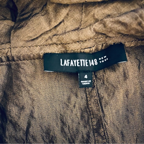 Lafayette148 metallic bronze brown sleeveless button up shirt 4 - Picture 6 of 7